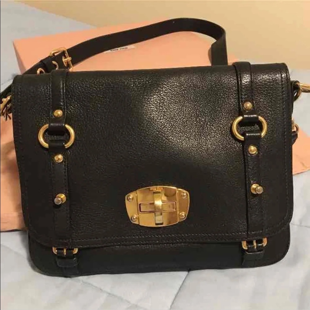 Mini Miu black leather bag